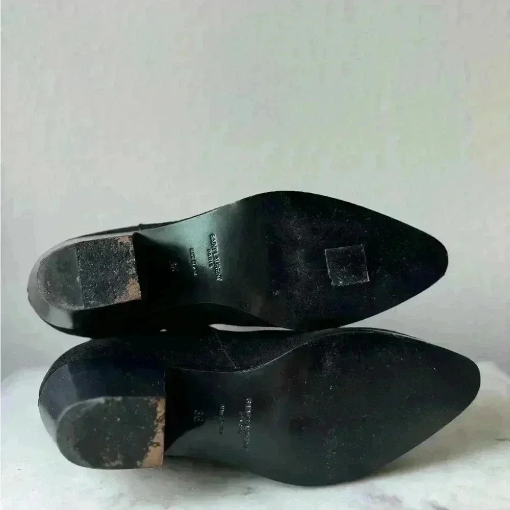 Saint Laurent Women’s‎ Suede Black Ankle Boots Size 6 - Picture 8 of 9